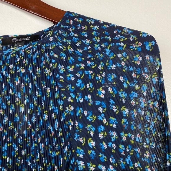 Madewell Crinkle Georgette Flared Hem Mini Dress Floral Blue Plus Size 1X NWT - Picture 8 of 13